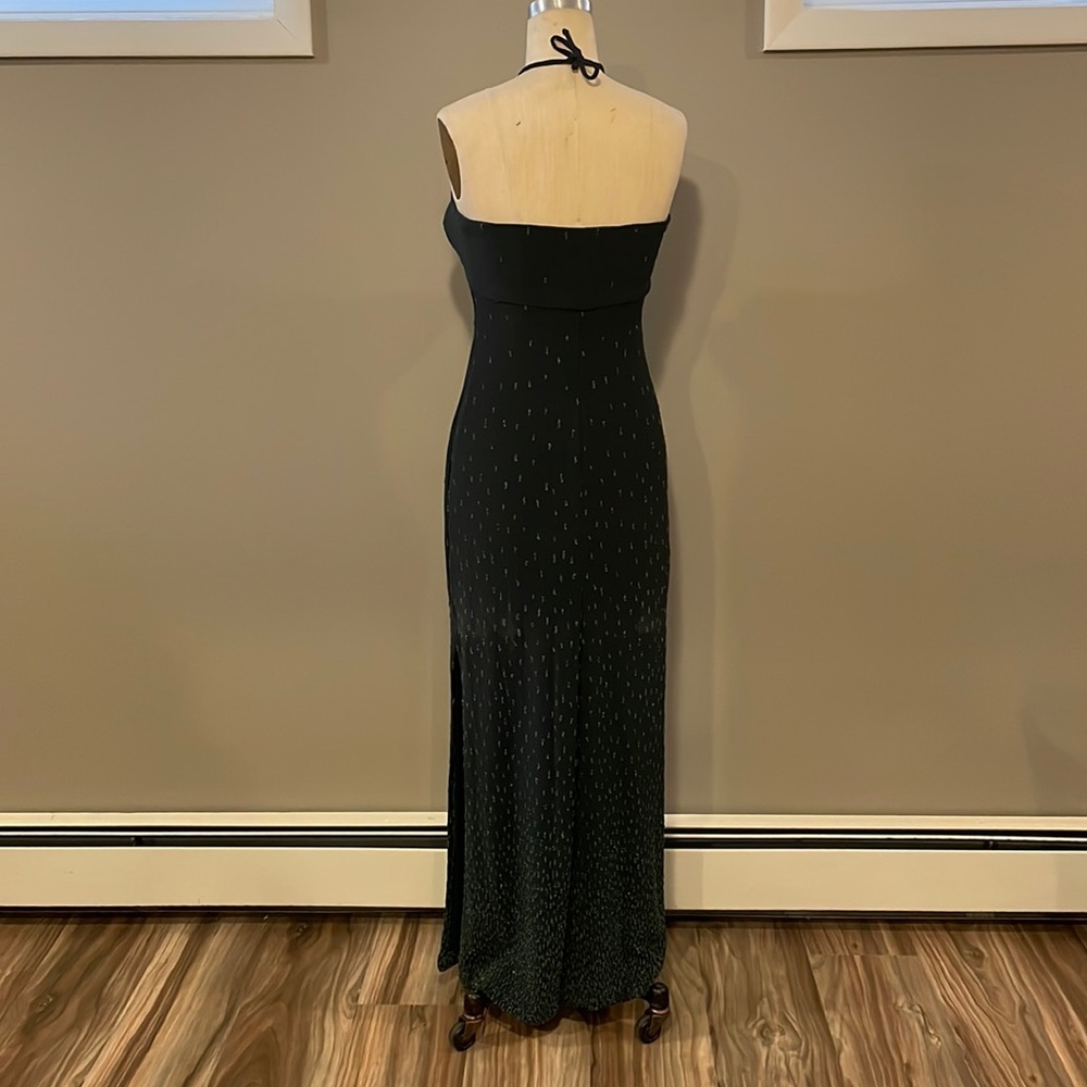 Beaded strapless halter dark green cocktail dress - handmade, beautiful! - Picture 5 of 8
